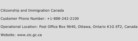 Citizenship and Immigration Canada Phone Number Customer Service