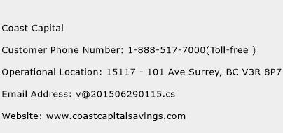 Coast Capital Phone Number Customer Service