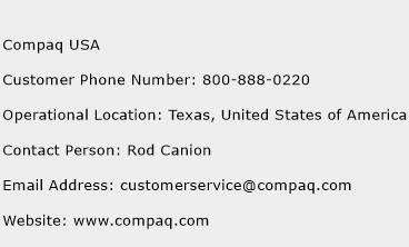 Compaq USA Phone Number Customer Service