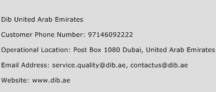 Dib United Arab Emirates Phone Number Customer Service