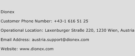Dionex Phone Number Customer Service