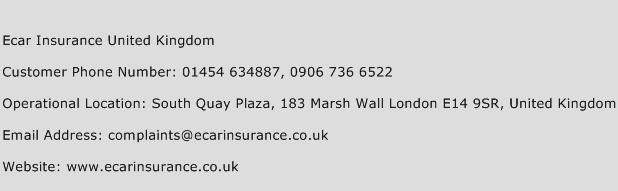 Ecar Insurance United Kingdom Phone Number Customer Service