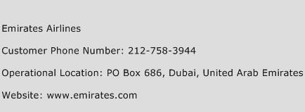 Emirates Airlines Phone Number Customer Service