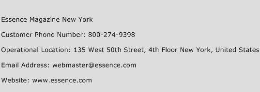 Essence Magazine New York Phone Number Customer Service