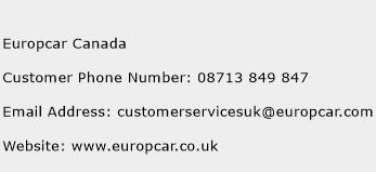 Europcar Canada Phone Number Customer Service