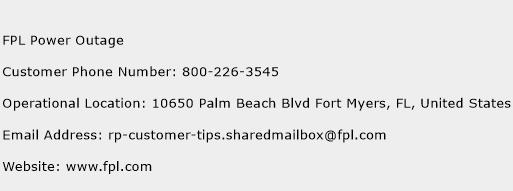 FPL Power Outage Phone Number Customer Service