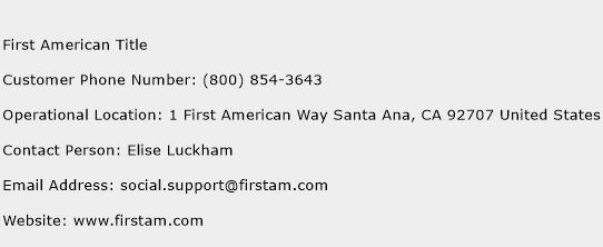 First American Title Phone Number Customer Service