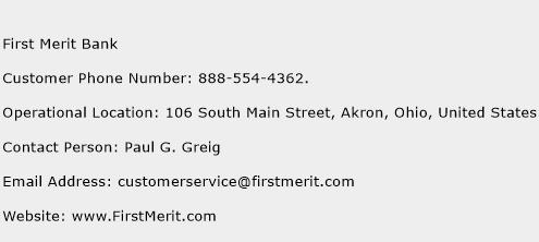First Merit Bank Phone Number Customer Service
