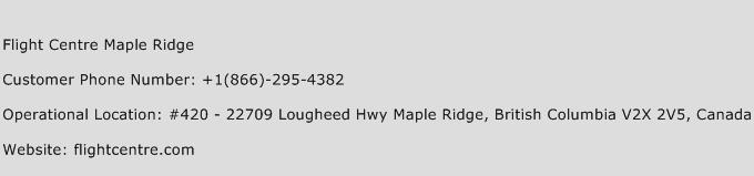 Flight Centre Maple Ridge Phone Number Customer Service