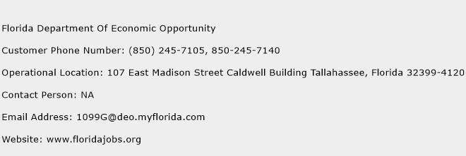 Florida Department Of Economic Opportunity Phone Number Customer Service