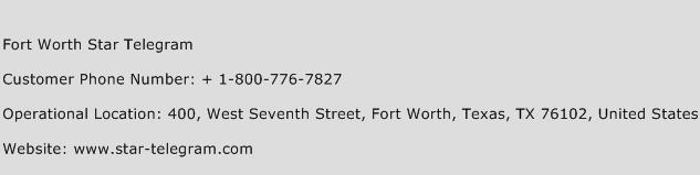 Fort Worth Star Telegram Phone Number Customer Service