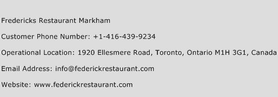 Fredericks Restaurant Markham Phone Number Customer Service