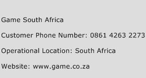 Game South Africa Phone Number Customer Service