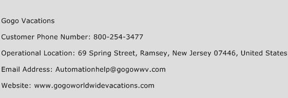 Gogo Vacations Phone Number Customer Service