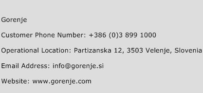 Gorenje Phone Number Customer Service