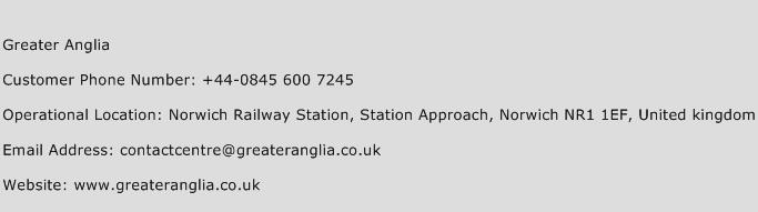 Greater Anglia Phone Number Customer Service