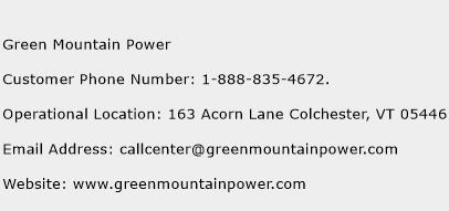 Green Mountain Power Phone Number Customer Service