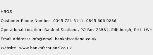 HBOS Phone Number Customer Service