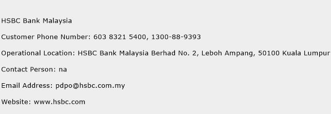 HSBC Bank Malaysia Phone Number Customer Service