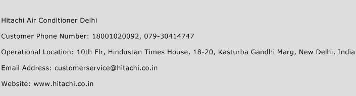Hitachi Air Conditioner Delhi Phone Number Customer Service