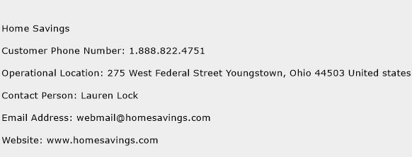 Home Savings Phone Number Customer Service