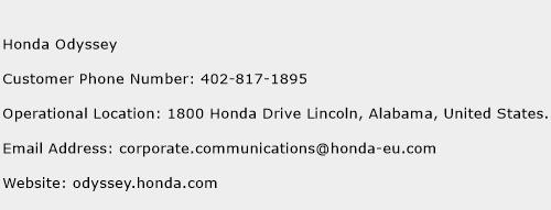 Honda Odyssey Phone Number Customer Service