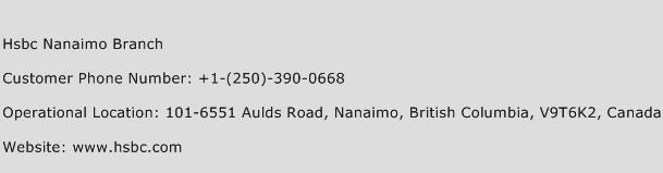 Hsbc Nanaimo Branch Phone Number Customer Service