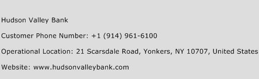 Hudson Valley Bank Phone Number Customer Service
