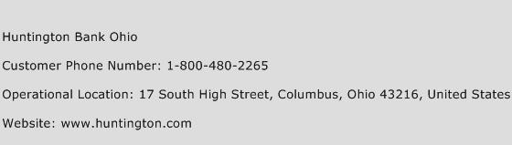 Huntington Bank Ohio Phone Number Customer Service
