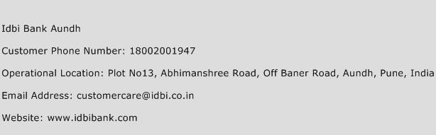 Idbi Bank Aundh Phone Number Customer Service