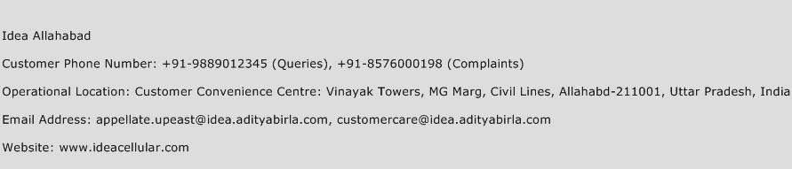 Idea Allahabad Phone Number Customer Service