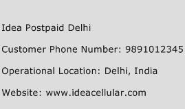 Idea Postpaid Delhi Phone Number Customer Service