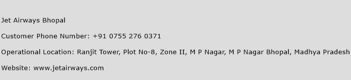 Jet Airways Bhopal Phone Number Customer Service