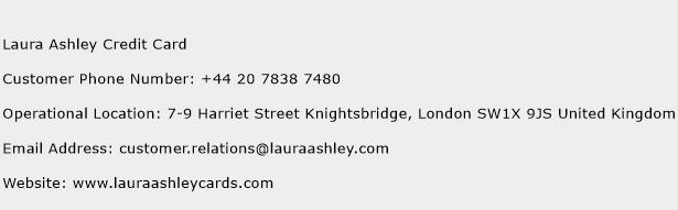 Laura Ashley Credit Card Phone Number Customer Service