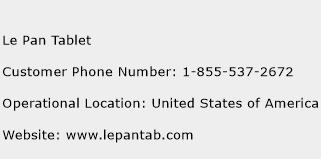 Le Pan Tablet Phone Number Customer Service