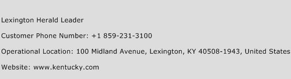 Lexington Herald Leader Phone Number Customer Service