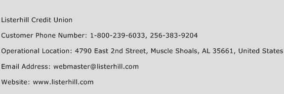 Listerhill Credit Union Phone Number Customer Service