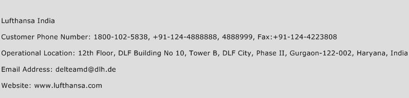 Lufthansa India Phone Number Customer Service