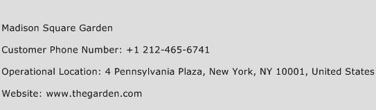 Madison Square Garden Phone Number Customer Service