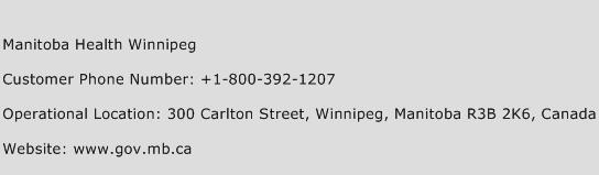 Manitoba Health Winnipeg Phone Number Customer Service