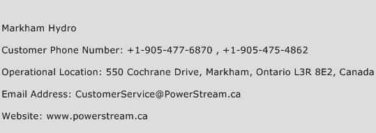 Markham Hydro Phone Number Customer Service