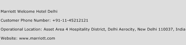 Marriott Welcome Hotel Delhi Phone Number Customer Service
