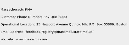 Massachusetts RMV Phone Number Customer Service
