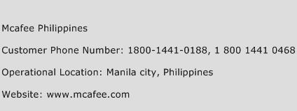 McAfee Philippines Phone Number Customer Service