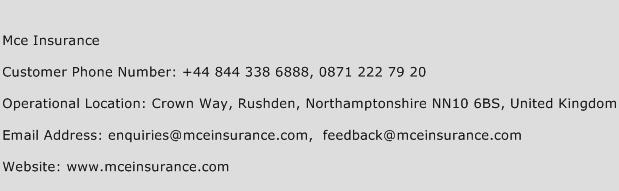 Mce Insurance Phone Number Customer Service