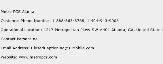 Metro PCS Alanta Phone Number Customer Service