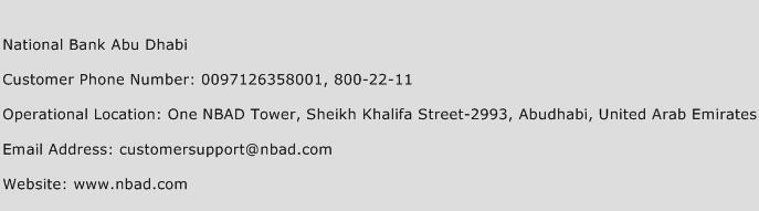 National Bank Abu Dhabi Phone Number Customer Service