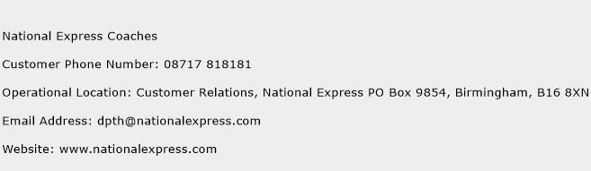 National Express Coaches Phone Number Customer Service
