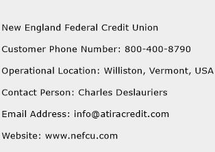 New England Federal Credit Union Phone Number Customer Service