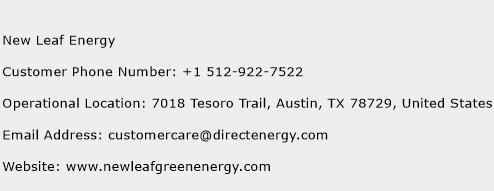 New Leaf Energy Phone Number Customer Service